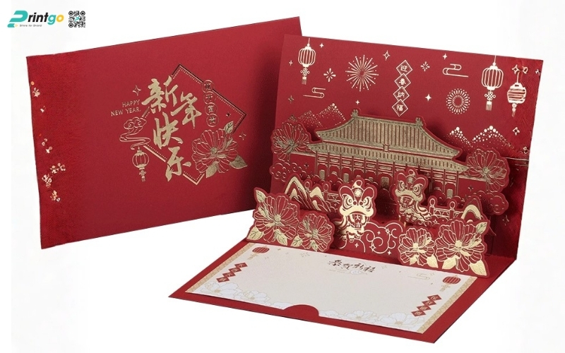 Mẫu thiệp chúc tết 3D đẹp màu đỏ may mắn Mẫu thiệp chúc tết 3D đẹp màu đỏ may mắn