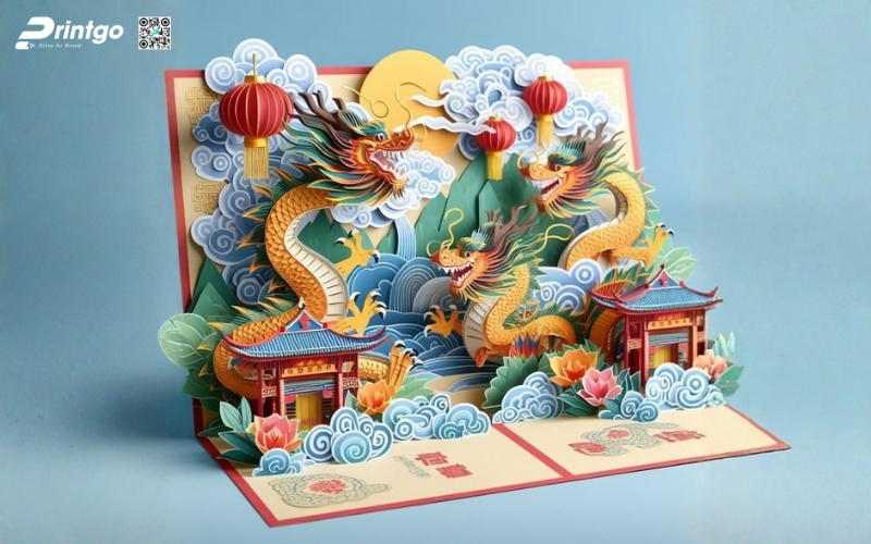 Mẫu thiệp chúc tết 3D biểu tượng rồng mạnh mẽ Mẫu thiệp chúc tết 3D biểu tượng rồng mạnh mẽ