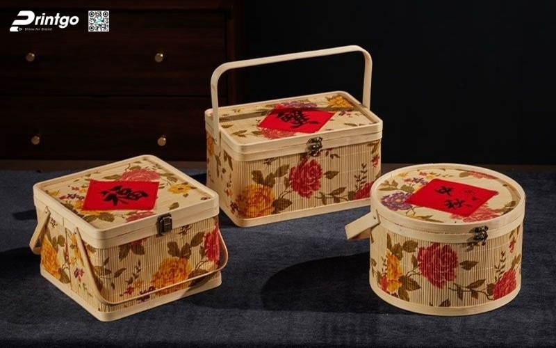 Mẫu hộp quà tết bằng gỗ có quai xách Mẫu hộp quà tết bằng gỗ có quai xách