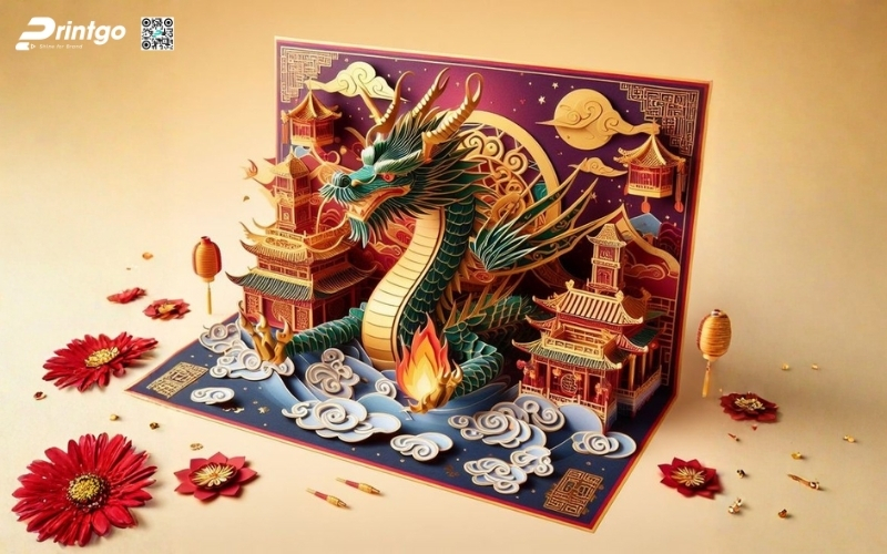 Mẫu thiệp chúc tết 3D biểu tượng rồng mạnh mẽ Mẫu thiệp chúc tết 3D biểu tượng rồng mạnh mẽ