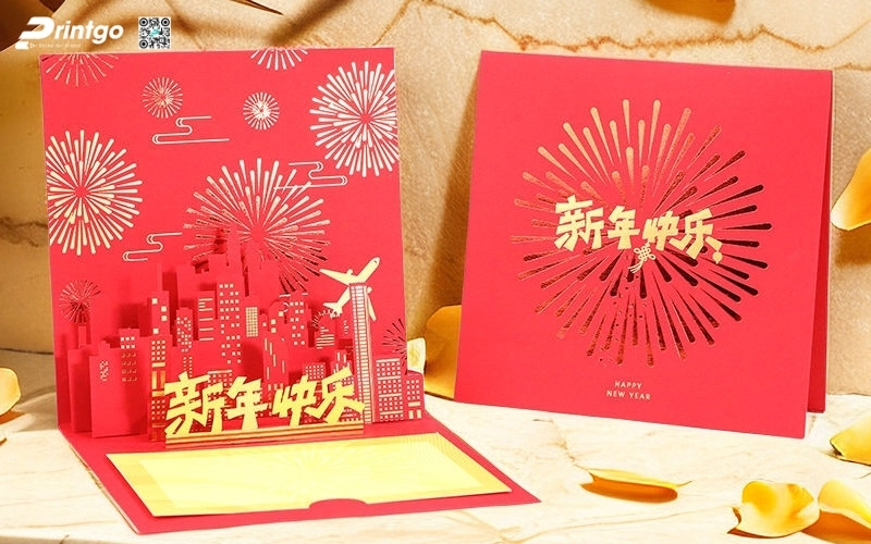 Mẫu thiệp chúc tết 3D đẹp màu đỏ may mắn Mẫu thiệp chúc tết 3D đẹp màu đỏ may mắn