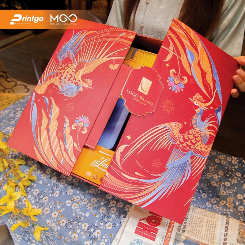 Mẫu hộp quà tết cánh bướm phượng uyển Mẫu hộp quà tết cánh bướm phượng uyển