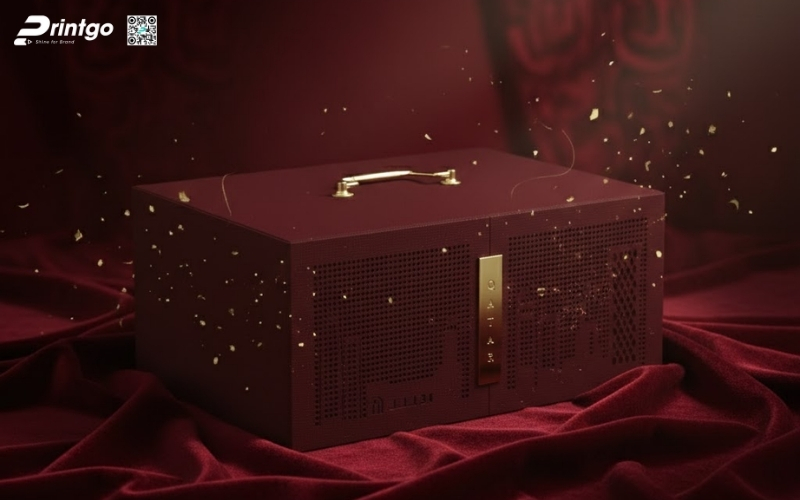 Mẫu hộp quà tết bằng gỗ có quai xách Mẫu hộp quà tết bằng gỗ có quai xách