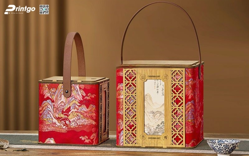 Bộ sưu tập mẫu hộp quà tết có quai xách bằng da Bộ sưu tập mẫu hộp quà tết có quai xách bằng da