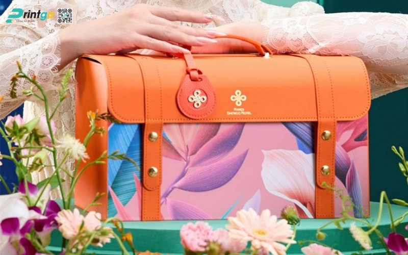 Mẫu hộp quà tết bằng da có quai xách Mẫu hộp quà tết bằng da có quai xách