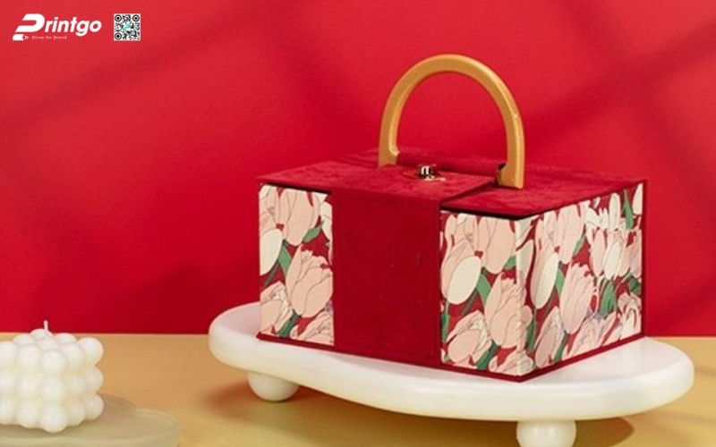 Mẫu hộp quà tết quai xách bằng gỗ Mẫu hộp quà tết quai xách bằng gỗ