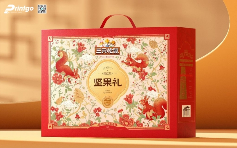 Mẫu hộp quà tết có quai xách bằng vải Mẫu hộp quà tết có quai xách bằng vải