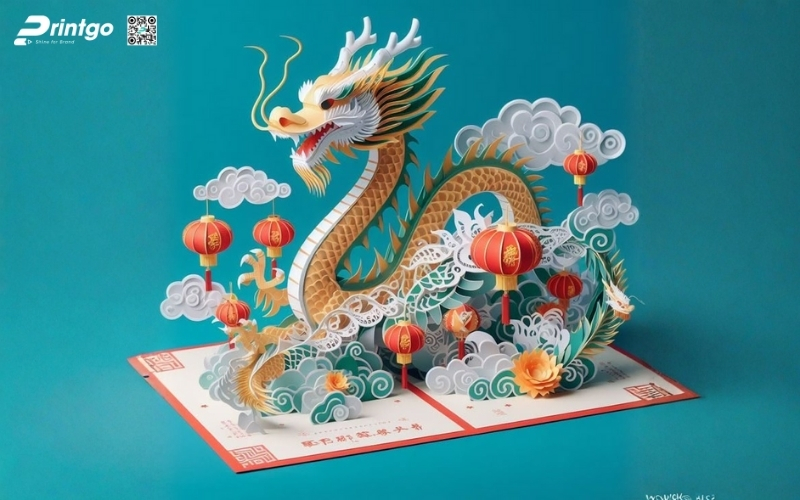 Mẫu thiệp chúc tết 3D biểu tượng rồng mạnh mẽ Mẫu thiệp chúc tết 3D biểu tượng rồng mạnh mẽ