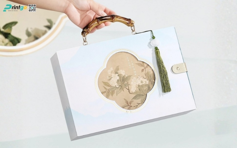 Mẫu hộp quà tết quai xách bằng gỗ Mẫu hộp quà tết quai xách bằng gỗ