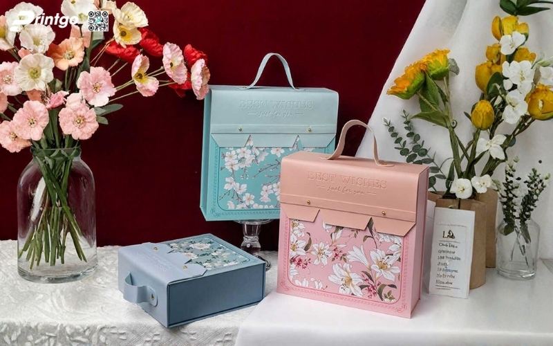 Mẫu hộp quà tết bằng da có quai xách Mẫu hộp quà tết bằng da có quai xách