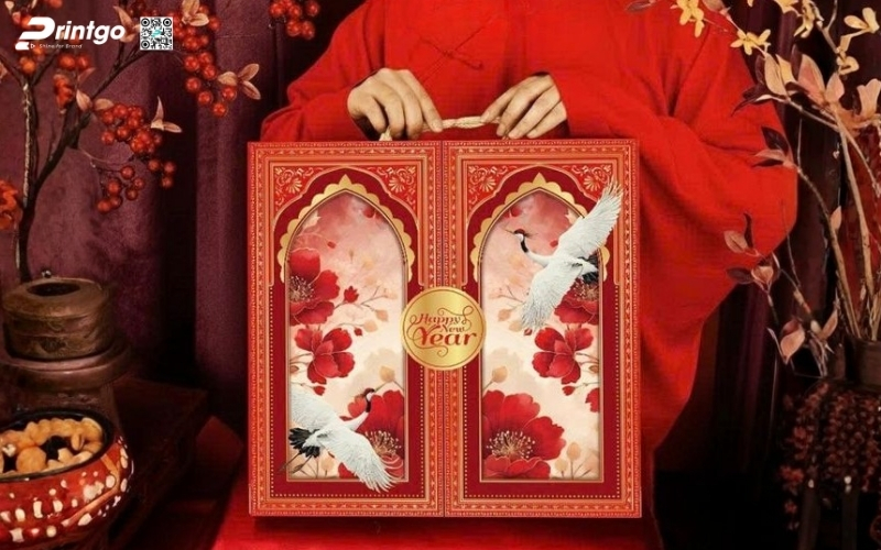 Mẫu hộp quà tết quai xách bằng gỗ Mẫu hộp quà tết quai xách bằng gỗ