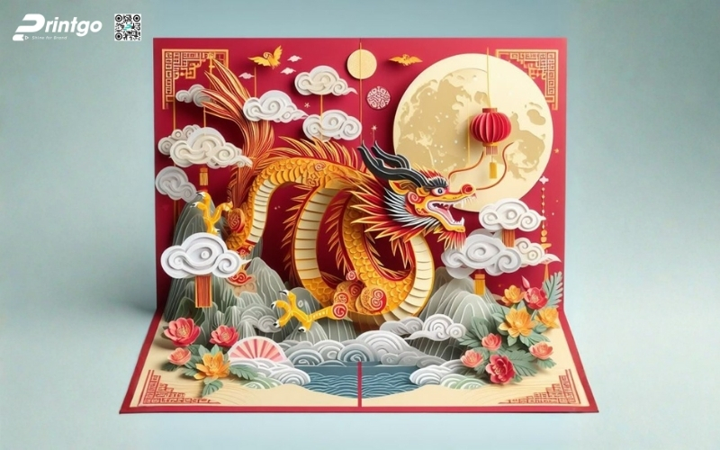 Mẫu thiệp chúc tết 3D biểu tượng rồng mạnh mẽ Mẫu thiệp chúc tết 3D biểu tượng rồng mạnh mẽ