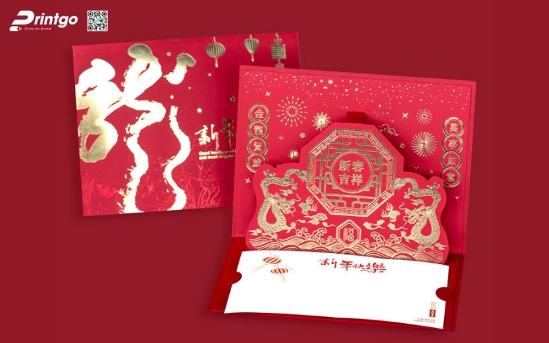 Mẫu thiệp chúc tết 3D đẹp màu đỏ may mắn Mẫu thiệp chúc tết 3D đẹp màu đỏ may mắn