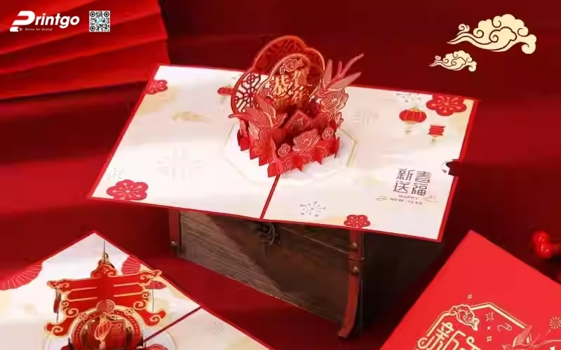 Mẫu thiệp chúc tết 3D đẹp màu đỏ may mắn Mẫu thiệp chúc tết 3D đẹp màu đỏ may mắn