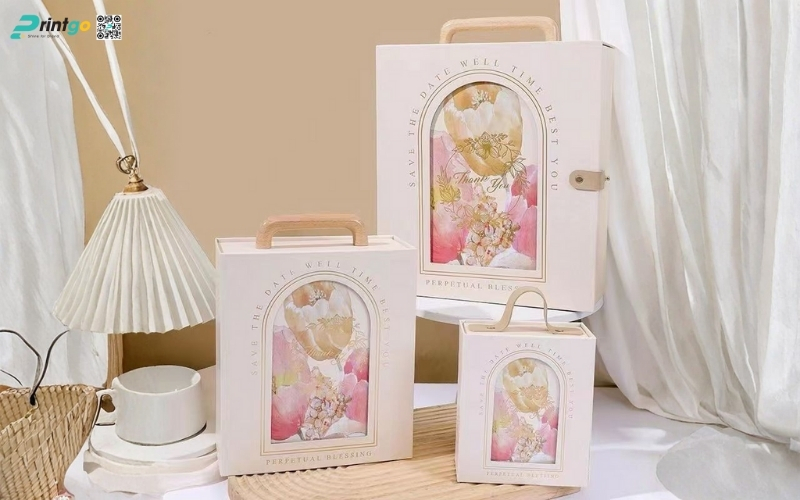 Mẫu hộp quà tết quai xách bằng gỗ Mẫu hộp quà tết quai xách bằng gỗ