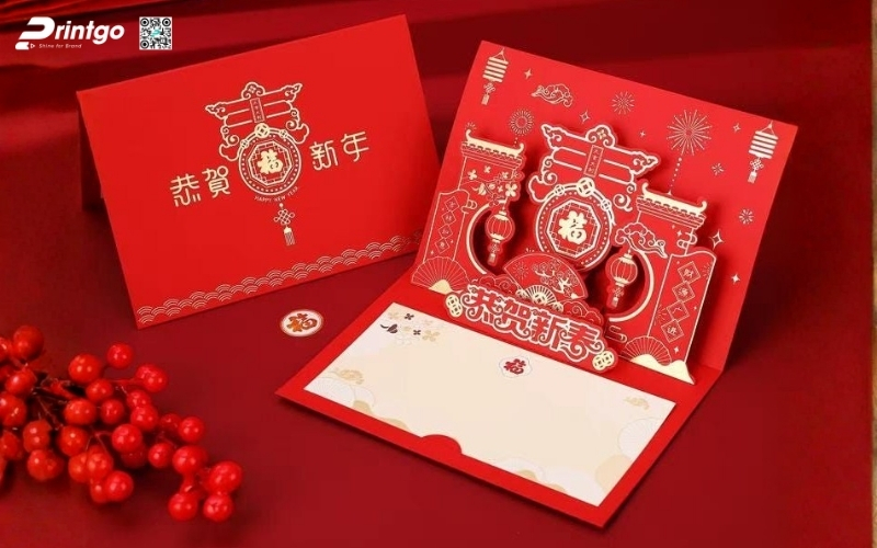 Mẫu thiệp chúc tết 3D đẹp màu đỏ may mắn Mẫu thiệp chúc tết 3D đẹp màu đỏ may mắn