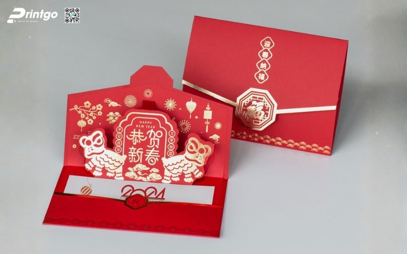 Mẫu thiệp chúc tết 3D đẹp màu đỏ may mắn Mẫu thiệp chúc tết 3D đẹp màu đỏ may mắn