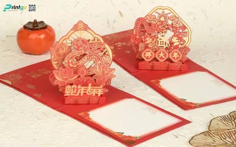 Mẫu thiệp chúc tết 3D đẹp màu đỏ may mắn Mẫu thiệp chúc tết 3D đẹp màu đỏ may mắn