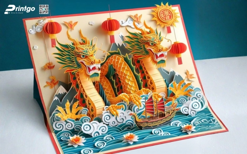 Mẫu thiệp chúc tết 3D biểu tượng rồng mạnh mẽ Mẫu thiệp chúc tết 3D biểu tượng rồng mạnh mẽ