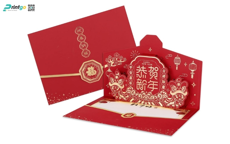 Mẫu thiệp chúc tết 3D đẹp màu đỏ may mắn Mẫu thiệp chúc tết 3D đẹp màu đỏ may mắn