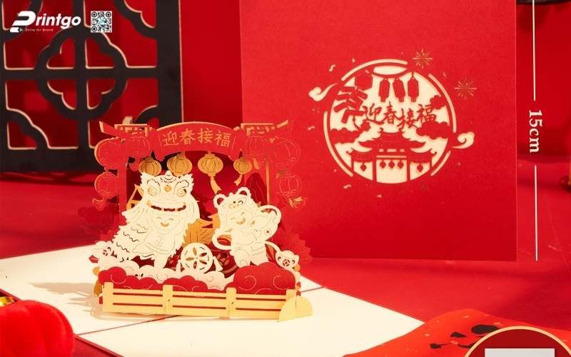 Mẫu thiệp chúc tết 3D đẹp màu đỏ may mắn Mẫu thiệp chúc tết 3D đẹp màu đỏ may mắn