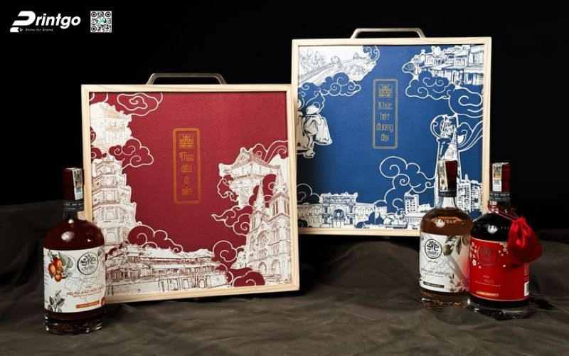 Mẫu hộp quà tết bằng gỗ có quai xách Mẫu hộp quà tết bằng gỗ có quai xách