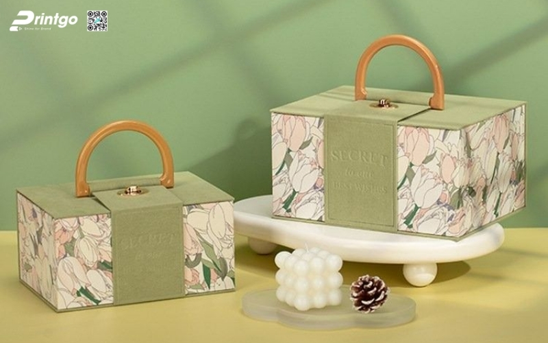 Mẫu hộp quà tết quai xách bằng gỗ Mẫu hộp quà tết quai xách bằng gỗ