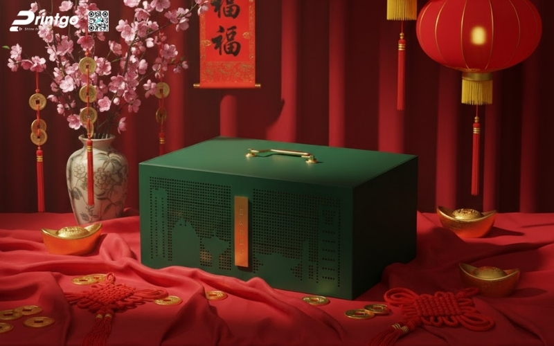 Mẫu hộp quà tết bằng gỗ có quai xách Mẫu hộp quà tết bằng gỗ có quai xách