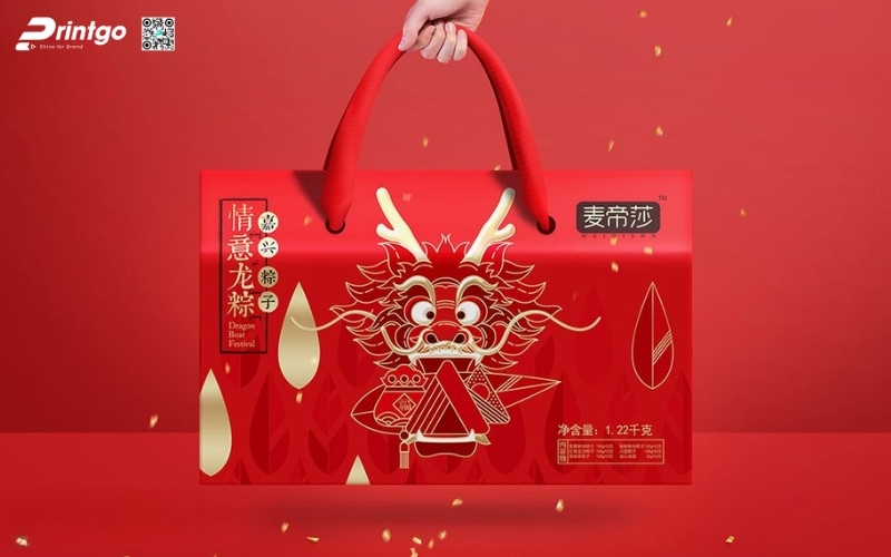 Mẫu hộp quà tết có quai xách bằng vải Mẫu hộp quà tết có quai xách bằng vải