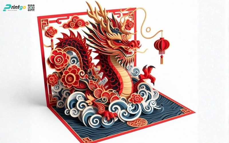 Mẫu thiệp chúc tết 3D biểu tượng rồng mạnh mẽ Mẫu thiệp chúc tết 3D biểu tượng rồng mạnh mẽ