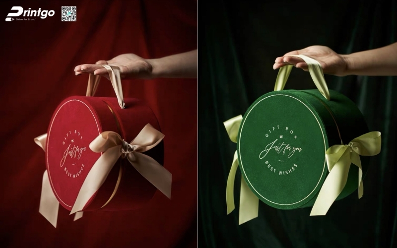 Mẫu hộp quà tết có quai xách bằng vải Mẫu hộp quà tết có quai xách bằng vải