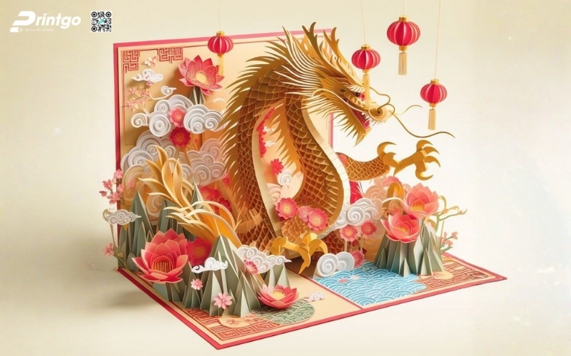 Mẫu thiệp chúc tết 3D biểu tượng rồng mạnh mẽ Mẫu thiệp chúc tết 3D biểu tượng rồng mạnh mẽ