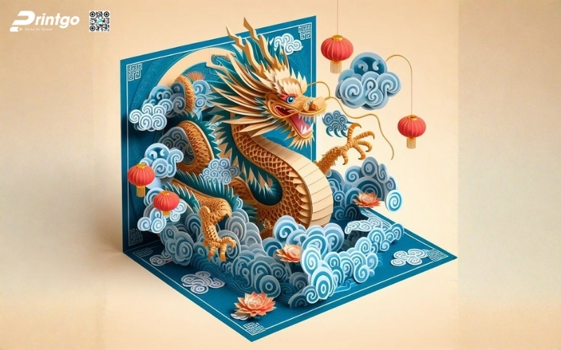 Mẫu thiệp chúc tết 3D biểu tượng rồng mạnh mẽ Mẫu thiệp chúc tết 3D biểu tượng rồng mạnh mẽ