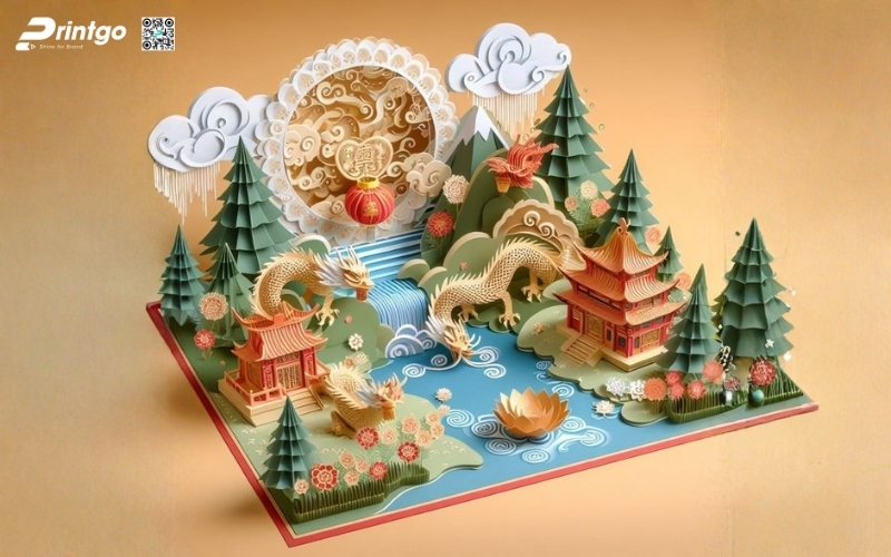 Mẫu thiệp chúc tết 3D biểu tượng rồng mạnh mẽ Mẫu thiệp chúc tết 3D biểu tượng rồng mạnh mẽ