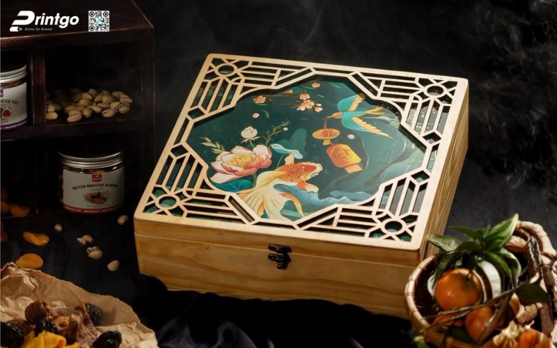 Mẫu hộp quà tết không rượu bằng gỗ Mẫu hộp quà tết không rượu bằng gỗ