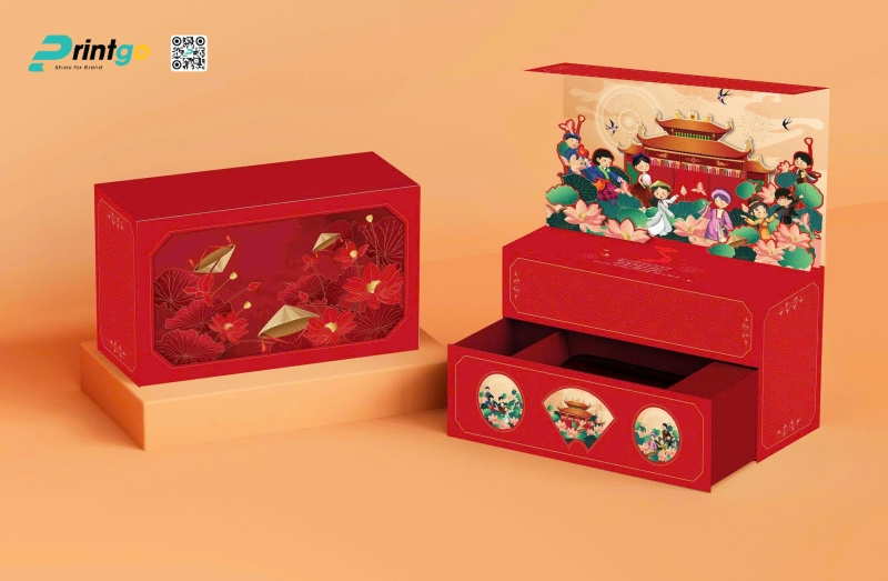 Mẫu hộp quà tết không rượu hình chữ nhật Mẫu hộp quà tết không rượu hình chữ nhật