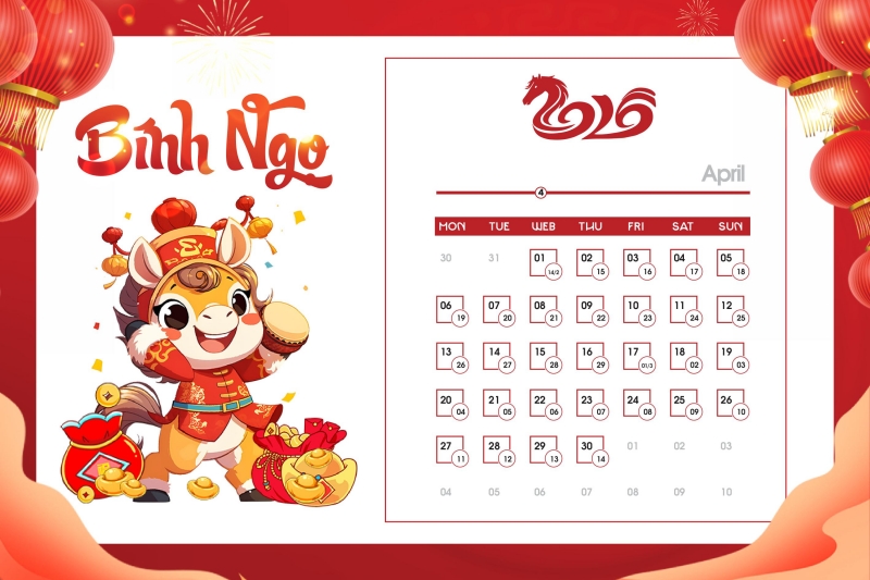 Tải ngay bộ số lịch 2026 vector ngựa dễ thương - Tháng 4 Tải ngay bộ số lịch 2026 vector ngựa dễ thương - Tháng 4