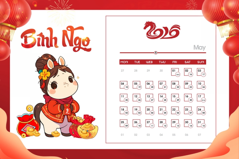 Tải ngay bộ số lịch 2026 vector ngựa dễ thương - Tháng 5 Tải ngay bộ số lịch 2026 vector ngựa dễ thương - Tháng 5