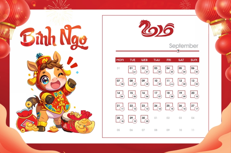 Tải ngay bộ số lịch 2026 vector ngựa dễ thương - Tháng 9 Tải ngay bộ số lịch 2026 vector ngựa dễ thương - Tháng 9