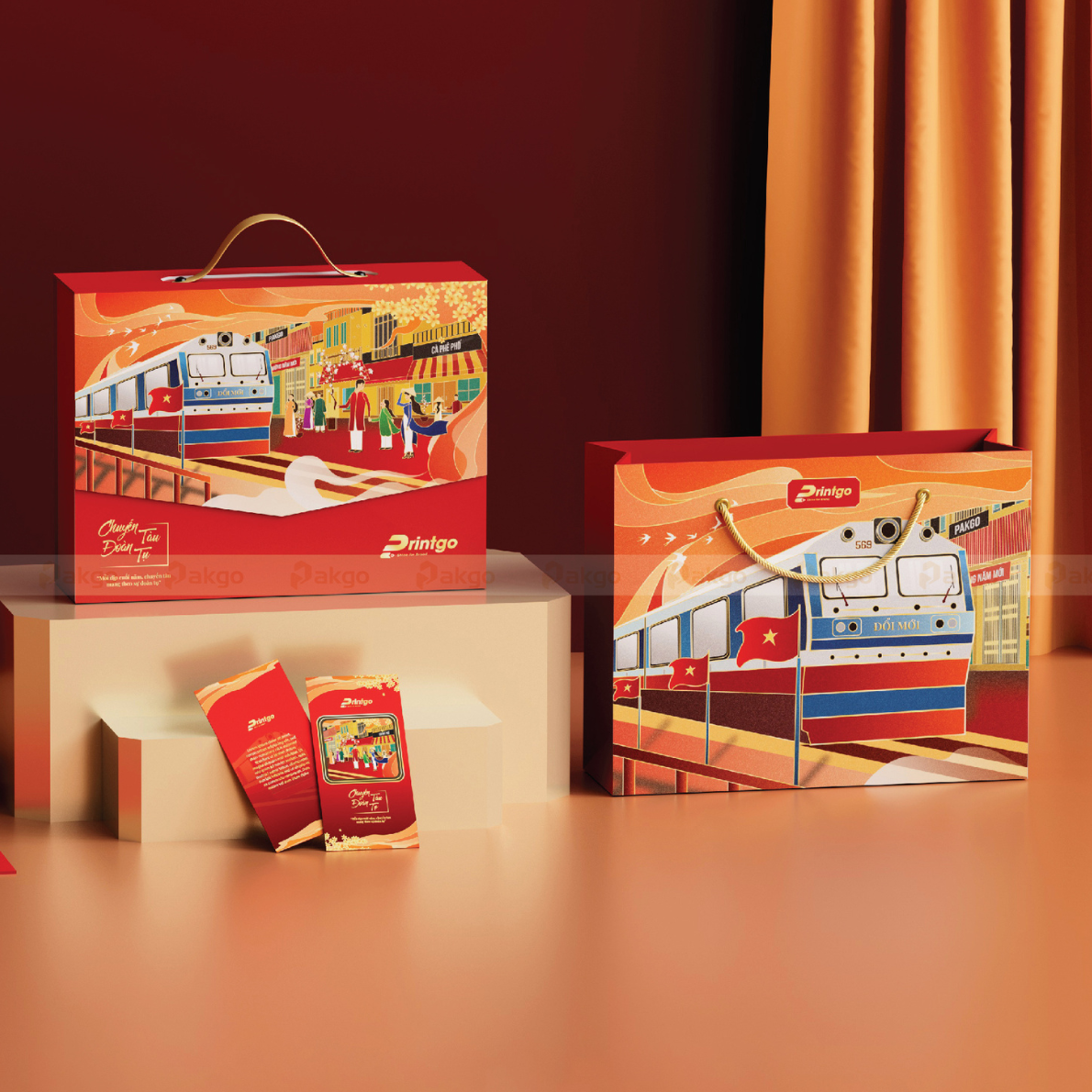 Mẫu hộp quà tết không rượu hình chữ nhật Mẫu hộp quà tết không rượu hình chữ nhật