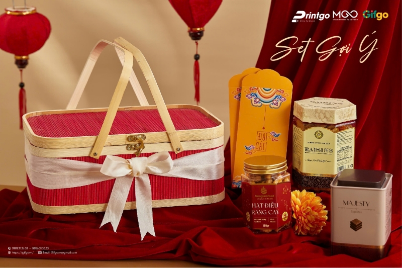 Giỏ mây tre đan đựng quà Tết Giỏ mây tre đan đựng quà Tết