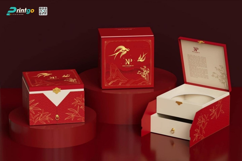 Hộp quà tết đựng yến sào do Printgo thiết kế và in ấn với quy cách hộp 2 tầng Hộp quà tết đựng yến sào do Printgo thiết kế và in ấn với quy cách hộp 2 tầng