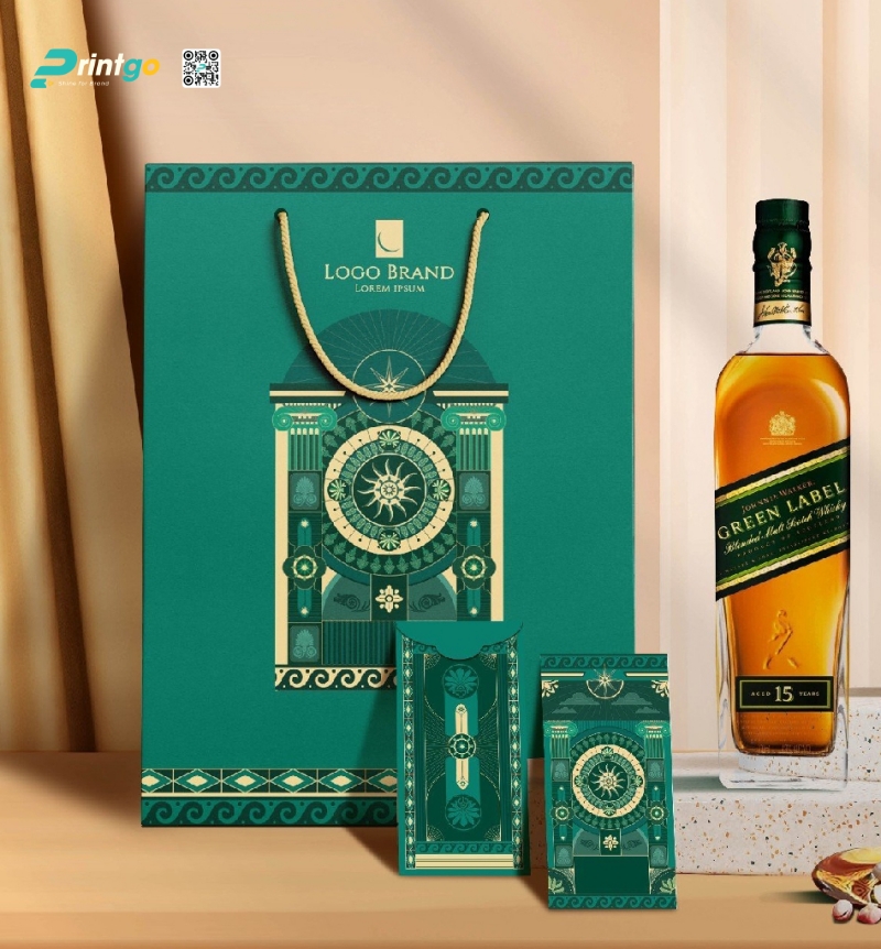 Mẫu túi giấy đựng quà tết màu xanh Mẫu túi giấy đựng quà tết màu xanh