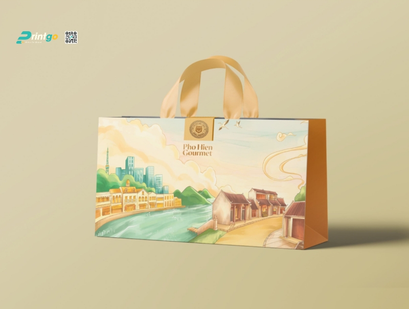 Túi giấy đựng quà tết Phố Hiến Gourmet do Printgo thiết kế và in ấn Túi giấy đựng quà tết Phố Hiến Gourmet do Printgo thiết kế và in ấn