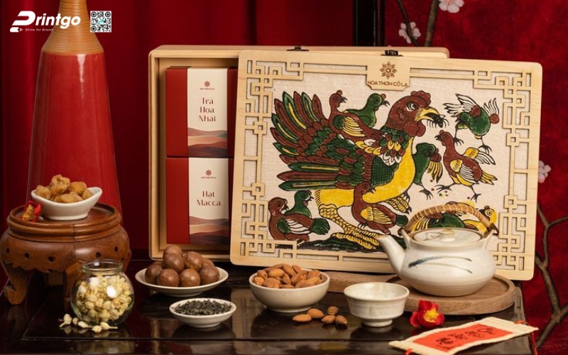 Mẫu hộp quà tết không rượu bằng gỗ Mẫu hộp quà tết không rượu bằng gỗ