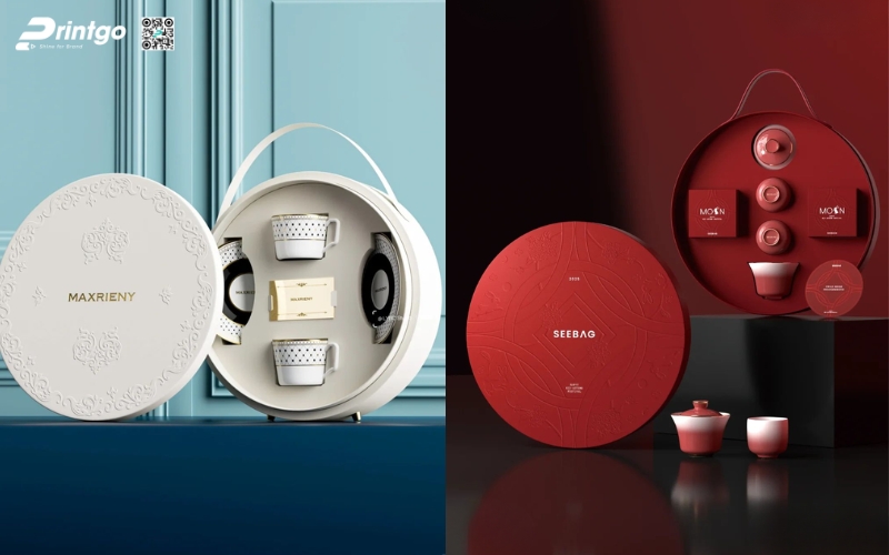 Mẫu hộp quà tết không rượu hình tròn Mẫu hộp quà tết không rượu hình tròn