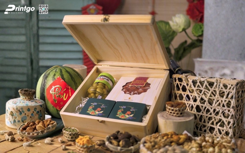 Mẫu hộp quà tết không rượu bằng gỗ Mẫu hộp quà tết không rượu bằng gỗ