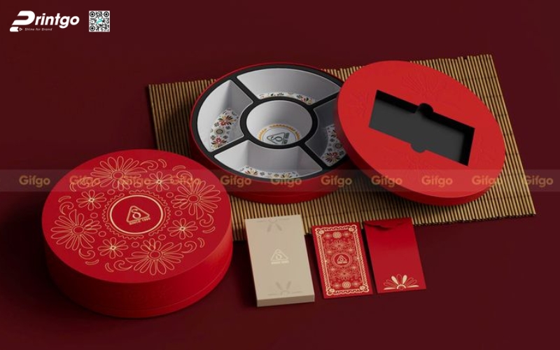 Mẫu hộp quà tết không rượu hình tròn Mẫu hộp quà tết không rượu hình tròn