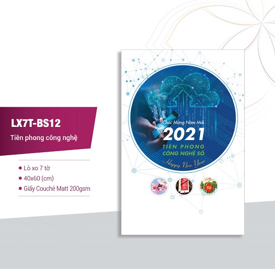 Lịch lò xo 7 tờ Tiên phong công nghệ 