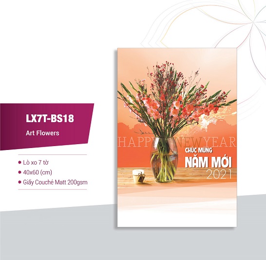 Lịch lò xo 7 tờ Art Flowers